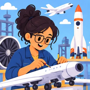 Illustration of a aerospace engineer at work