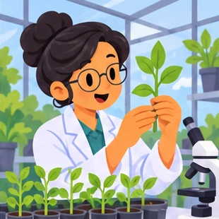 Illustration of a agricultural scientist at work