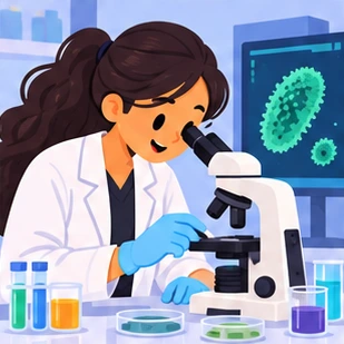 Illustration of a astrobiologist at work