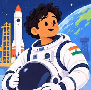 Illustration of a astronaut at work