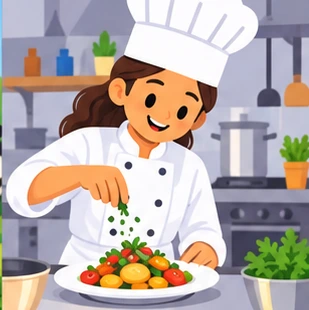 Illustration of a chef at work