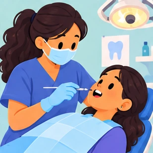 Illustration of a dentist at work