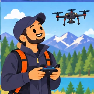 Illustration of a drone pilot at work
