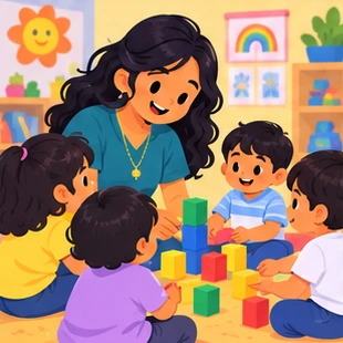 Illustration of a early childhood educator at work