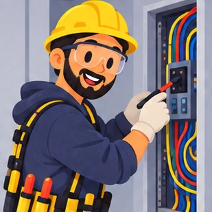 Illustration of a electrician at work