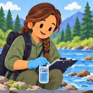 Illustration of a environmental scientist at work