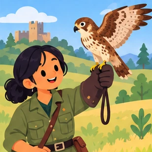 Illustration of a falconer at work