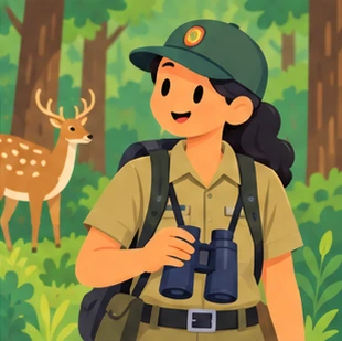 Illustration of a forest officer at work
