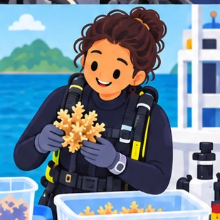 Illustration of a marine biologist at work
