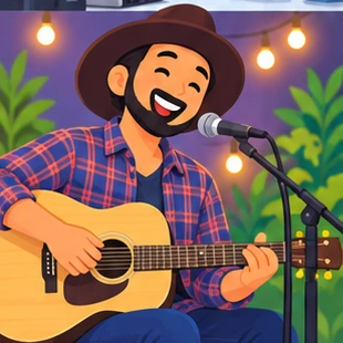 Illustration of a musician at work
