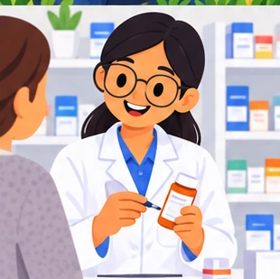 Illustration of a pharmacist at work