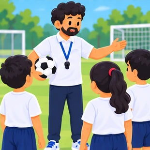Illustration of a physical education teacher at work