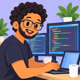 Illustration of a software developer at work