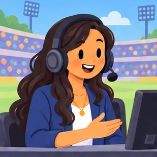 Illustration of a sports commentator at work