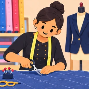 Illustration of a tailor at work
