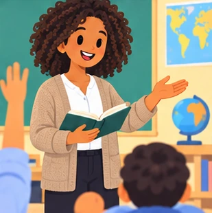 Illustration of a teacher at work